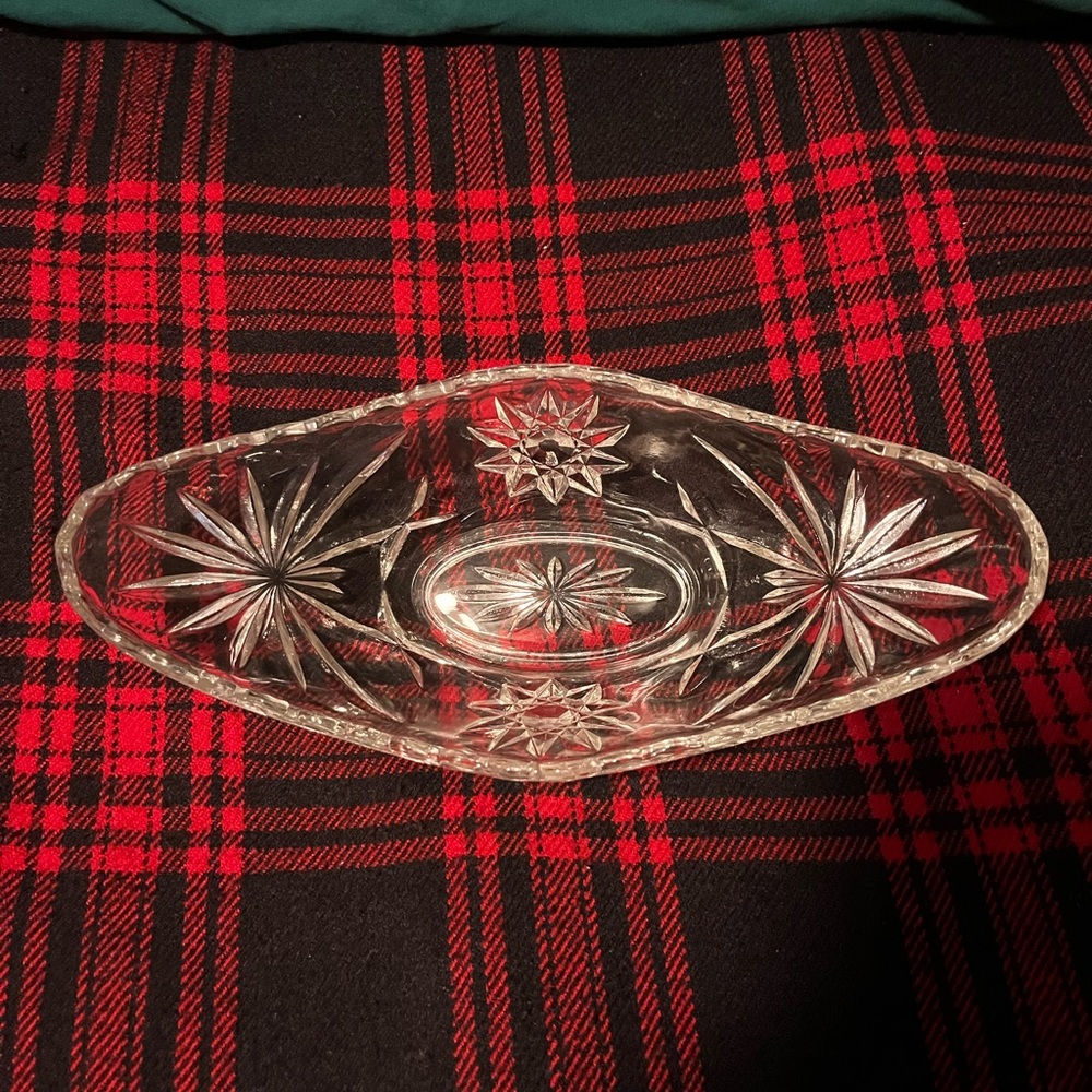Anchor Hocking Prescut Crystal Gondola Star of David Dish